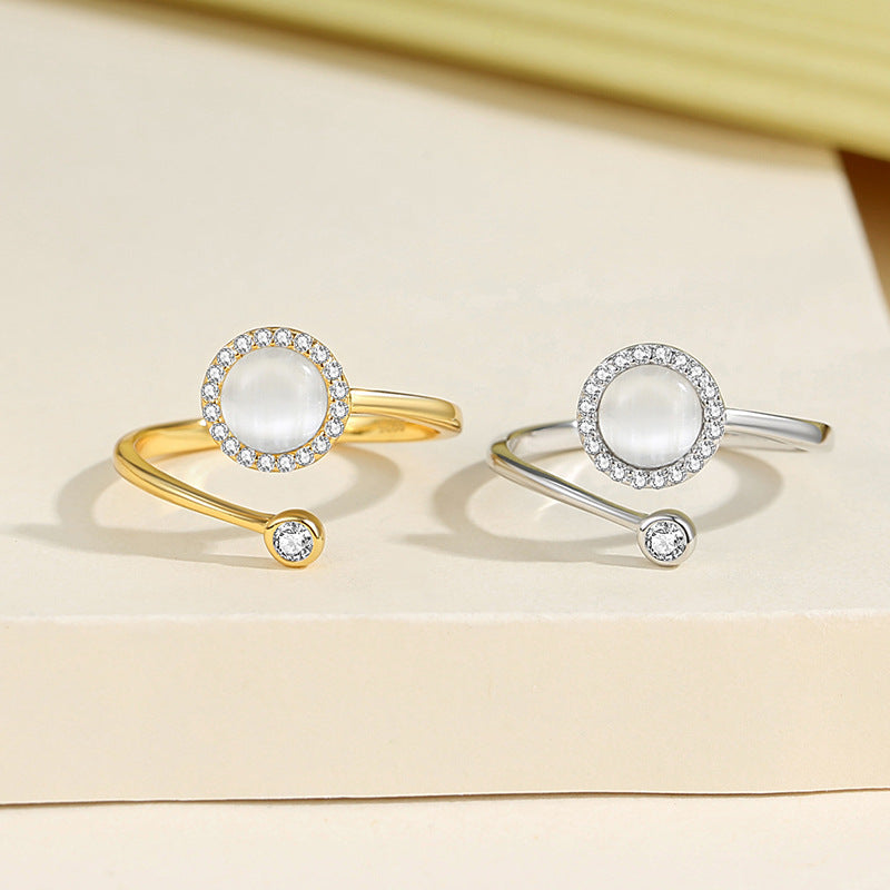 Fashionable and luxurious circular ring with geometric design, high-end women's ring, elegant and refined accessories for women